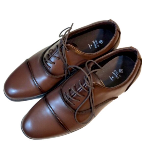NWT Mens 7.5 lace up brown dress shoes - Picture 2 of 9